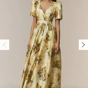 BHLDN Aurora Puff-Sleeve Taffeta Maxi Dress